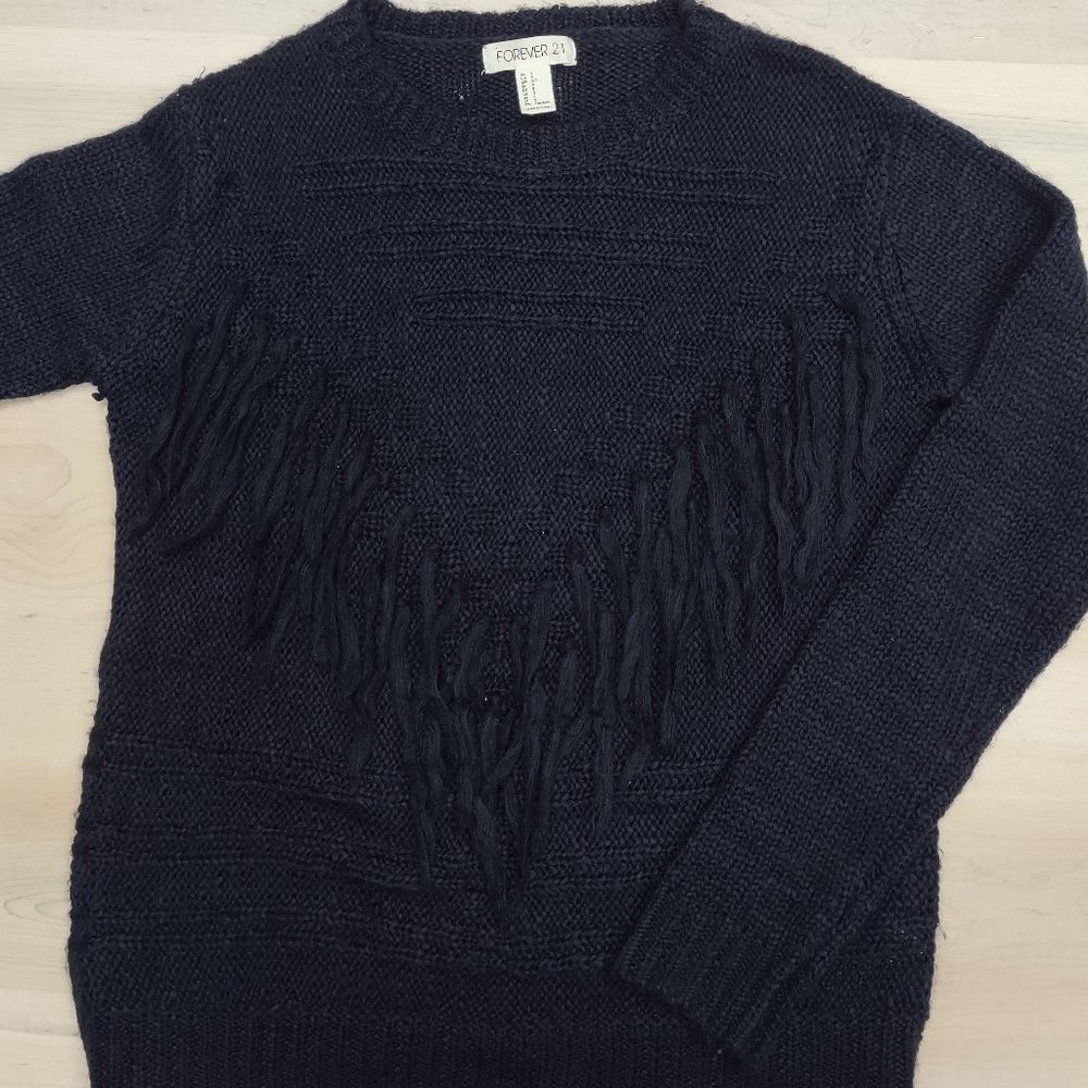Navy Blue Forever21 Knit Crew Neck Sweater